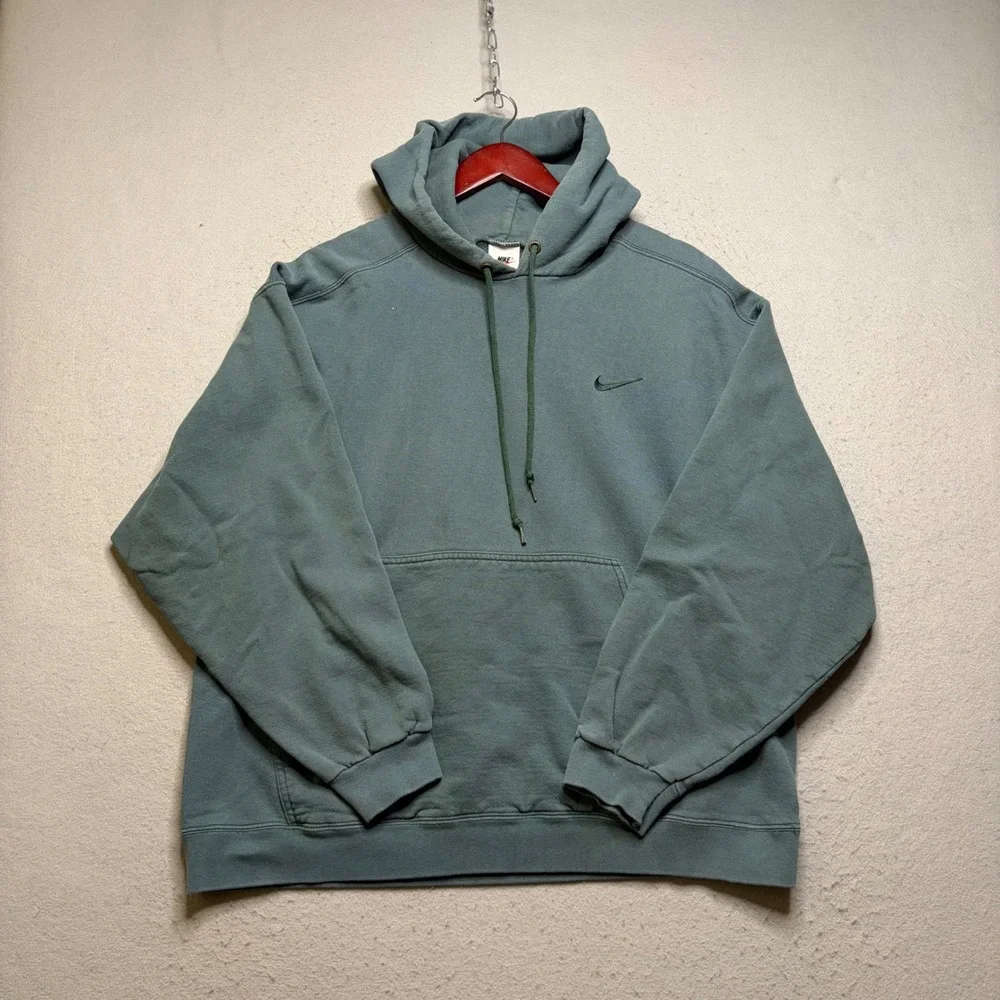 Nike Hoodie Mens Large Green Vintage 90s Made in USA Embroidered Swoosh Faded